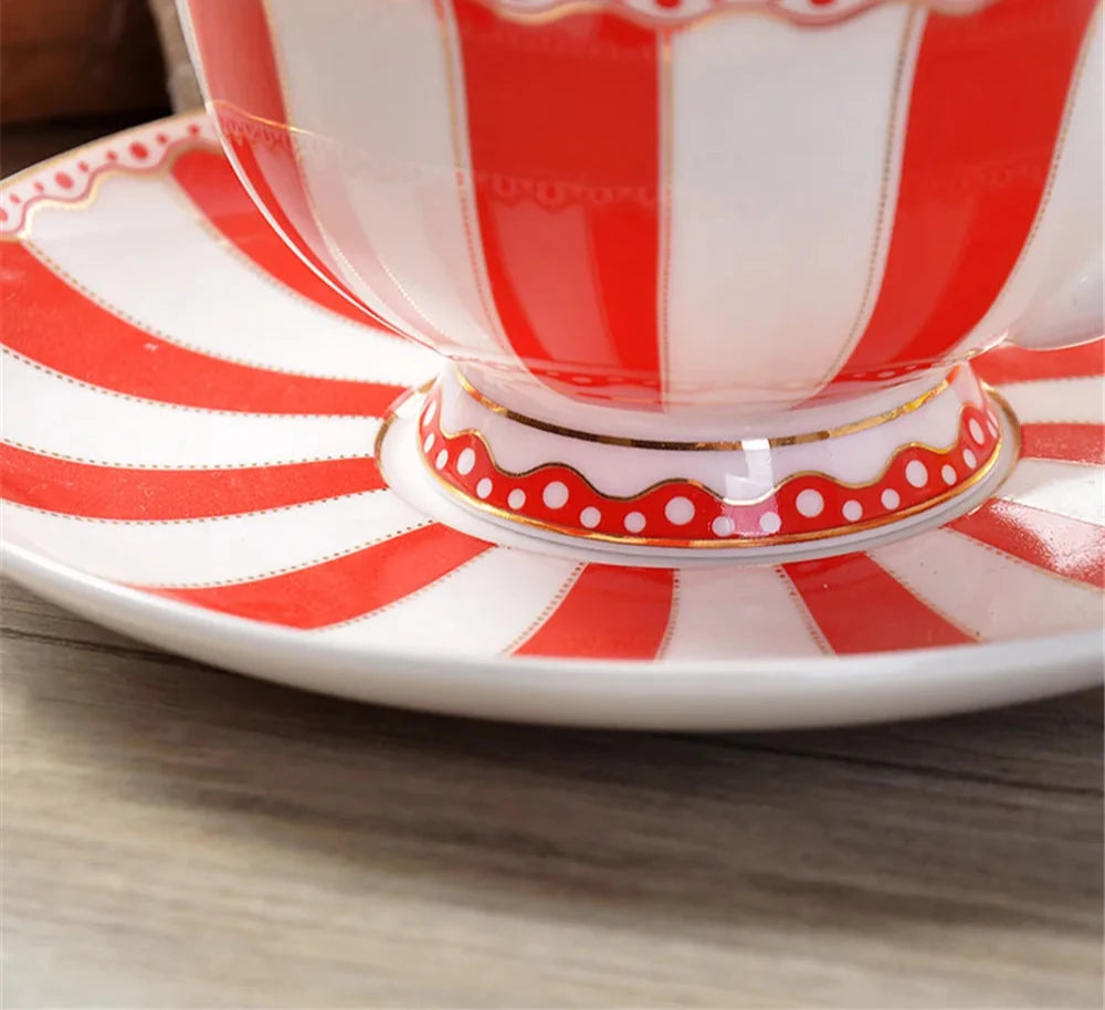 European Rainbow Bone China Coffee Cup Teacups Saucer Set - mylilcupshop 