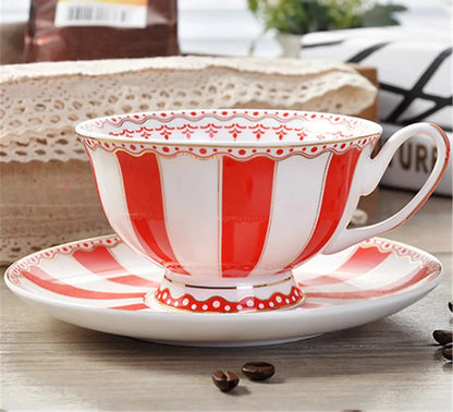 European Rainbow Bone China Coffee Cup Teacups Saucer Set - mylilcupshop 